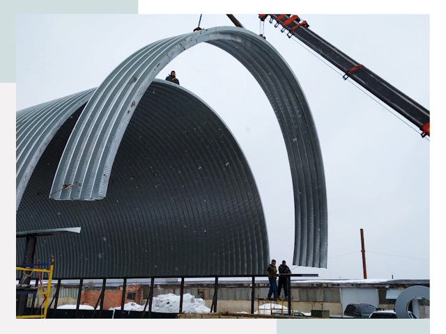 Полукруглые ангары в Богородицке